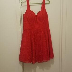 Red lace cocktail dress